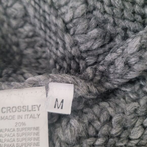 Crossley Womens Wool Chunky Knit Sweater M Alpaca Blend Turtleneck Pullover Gray - Picture 9 of 10